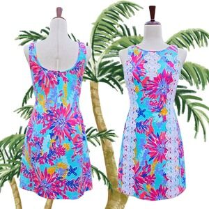 Lilly Pulitzer Ember Dress Size 4 Tropical Floral Resortwear Beach Sheath Lace